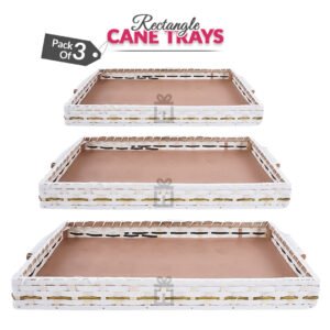 Set of 3 - White Rectangle Wedding Cane Trays - Perfect for Gifting & Wedding decor