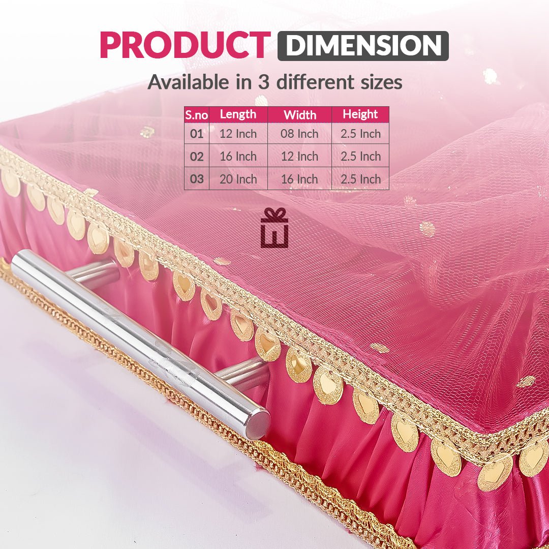 Set of 3 - Hot Pink Fabric Satin Trays Set – Decorative Display & Wedding Trays - Image 2