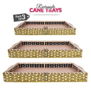 Set of 3 - Golden Rectangle Wedding Cane Trays - Perfect for Gifting & Wedding decor