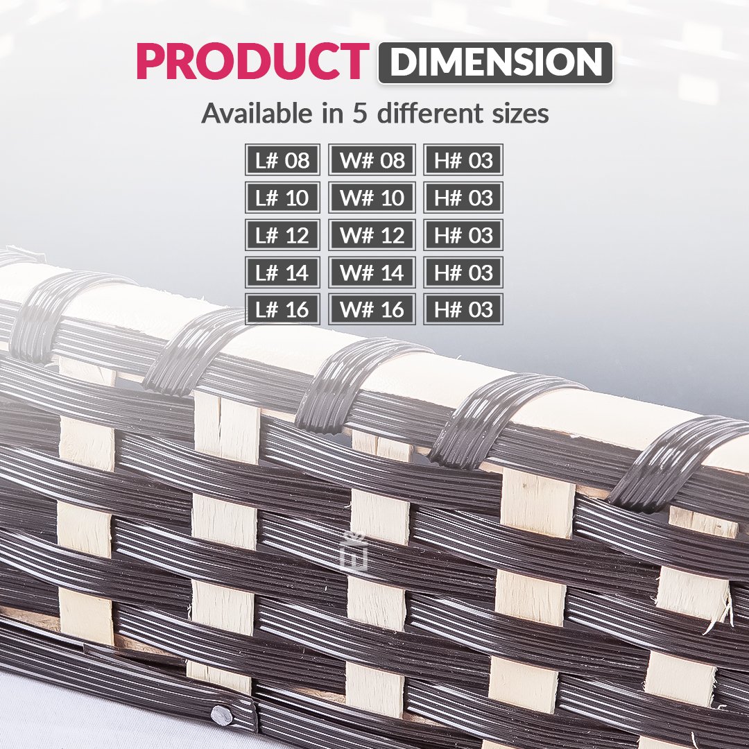 Set of 5 – Brown & White Square Cane Basket for Gifting - Image 2