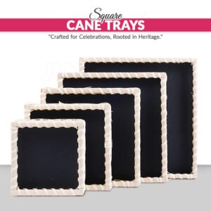 Set of 5 - Beidge Square Cane Storage Basket for Home or Gifting