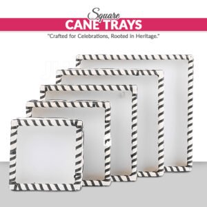 Set of 5 – White Square Cane Storage Basket for Home or Gifting