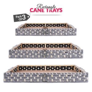 Set of 3 - Silver Rectangle Wedding Cane Trays - Perfect for Gifting & Wedding decor