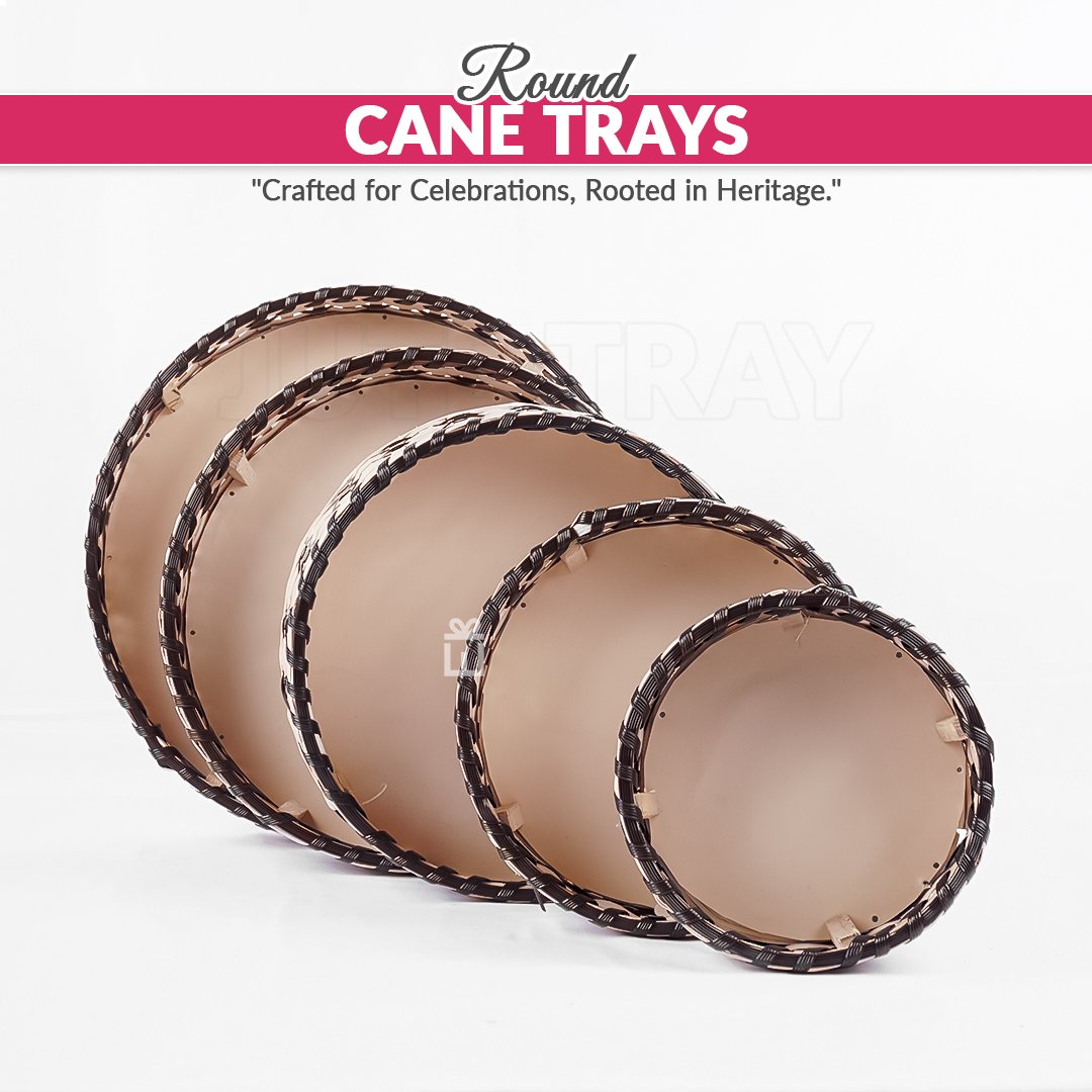 Set of 5 - Round Cane Trays for gifting