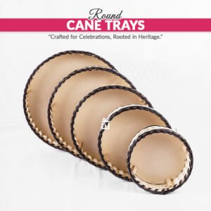 Set of 5 – Round Cane Trays – White Handwoven Serving and Gifting Trays