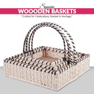 Set of 5 – Square Wooden Cane Baskets | Giftwrap Studio