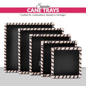 Set of 5 – Brown & White Square Cane Basket for Gifting