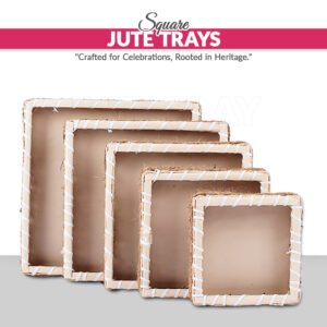 Set of 5 - Beidge Square Jute Basket for Gifting