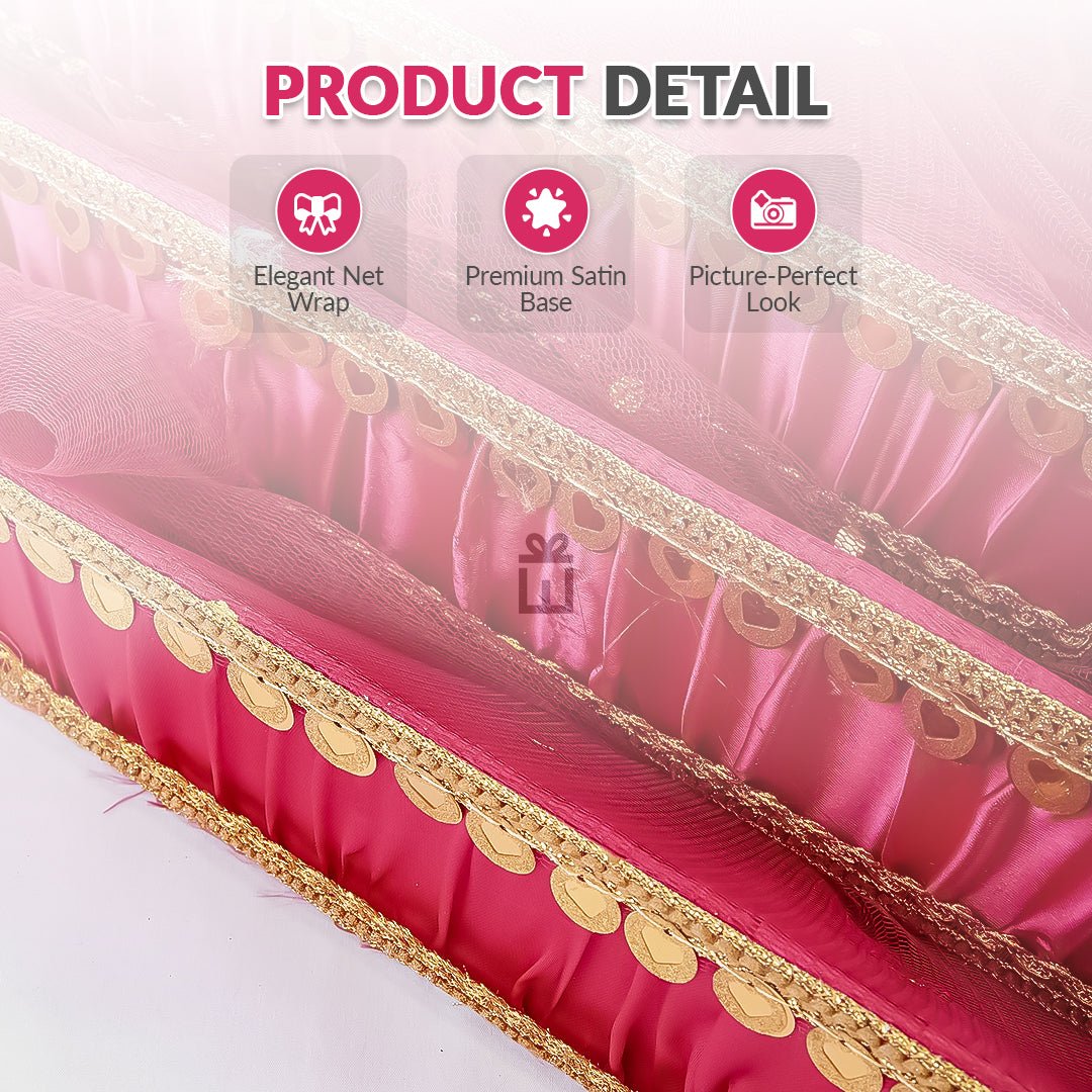 Set of 3 - Hot Pink Fabric Satin Trays Set – Decorative Display & Wedding Trays - Image 4