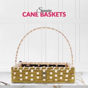 Set of 5 Silver Golden Cane Baskets – Jute-Lined, Handmade Storage & Gift Baskets - Giftwrap Studio