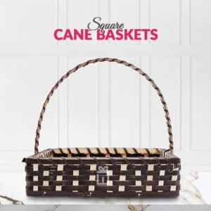 Set of 5 Coffee Brown Square Cane Baskets – Jute-Lined, Handmade Storage & Gift Baskets - Giftwrap Studio