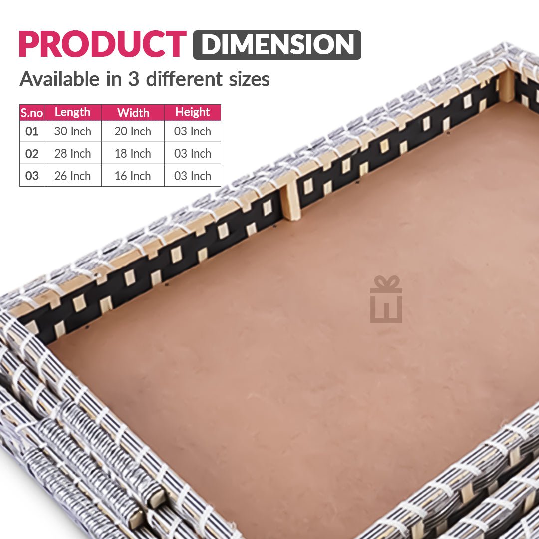 Set of 3 - Silver Rectangle Wedding Cane Trays - Perfect for Gifting & Wedding decor - Image 3