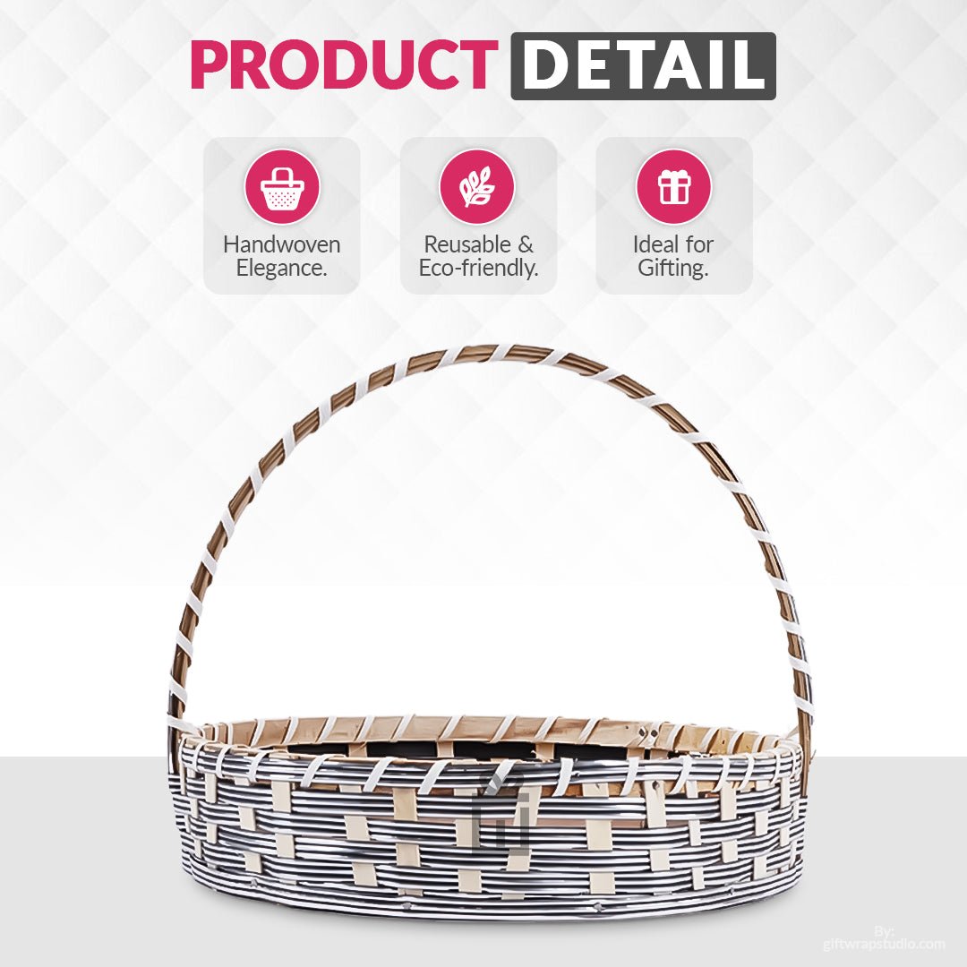 Set of 5 - Round Silver Cane Basket for Gifting, wedding decoration - Image 5