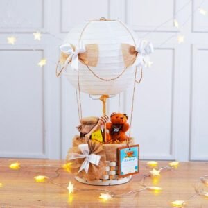 Hot Air Balloon Basket Decor – Baby Shower Centerpiece