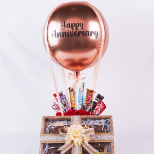 Happy Anniversary Customized Basket with Balloon